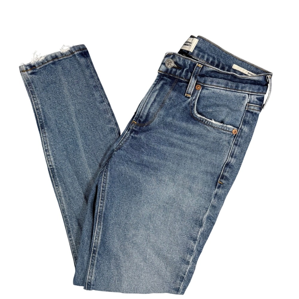 Citizens of Humanity Racer Jeans Womens 24 Mid Rise Distressed Hem Strech